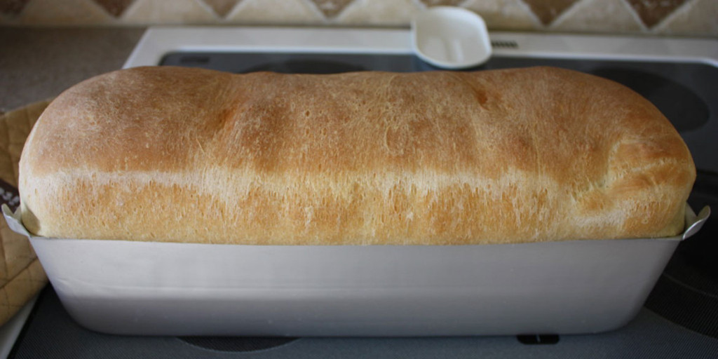 Homemade Sandwich Bread baked in the bread pan>