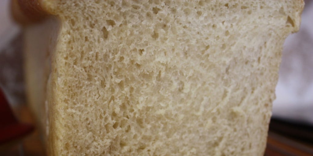 Close up of the Homemade Sandwich Bread showing the crumb texture.