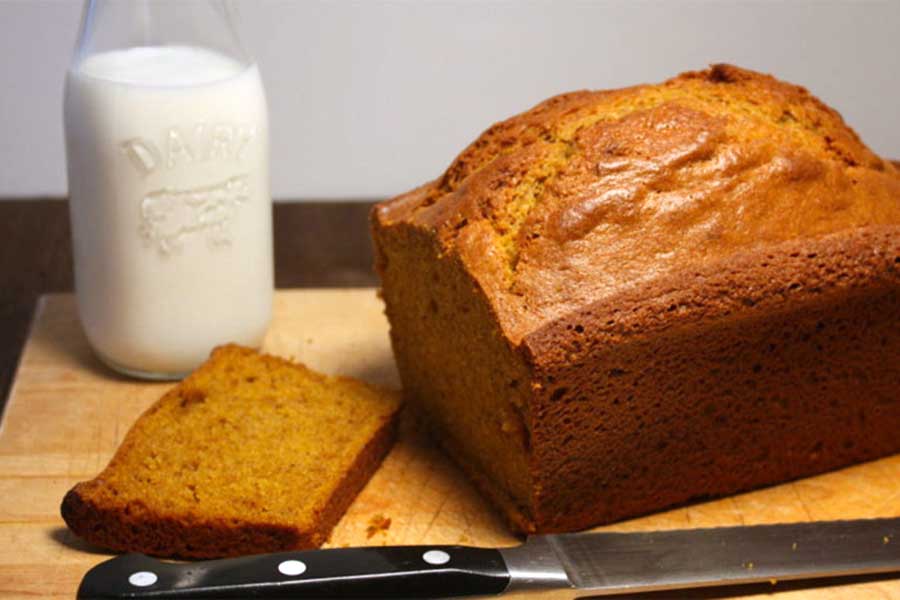 Pumpkin Bread on a cutting board.