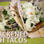 Blackened Fish Tacos - Deep flavored fish, topped with extremely fresh tasting cilantro slaw and avocado cream sauce!