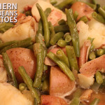 Southern Green Beans and Potatoes - A classic southern dish. Tender green beans and potatoes flavored with smoky bacon and onions.