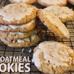 Crispy edges, soft, chewy inside! Old Fashioned Iced Oatmeal Cookies bring back memories of your childhood with iced oatmeal cookies. #oatmealcookies #recipe