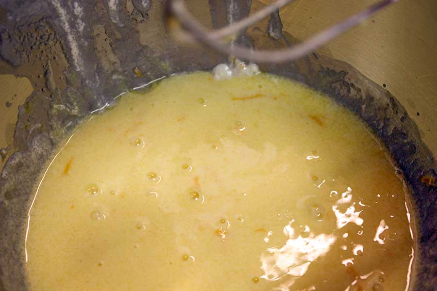 Meyer Lemon Loaf wet ingredients combined in a bowl