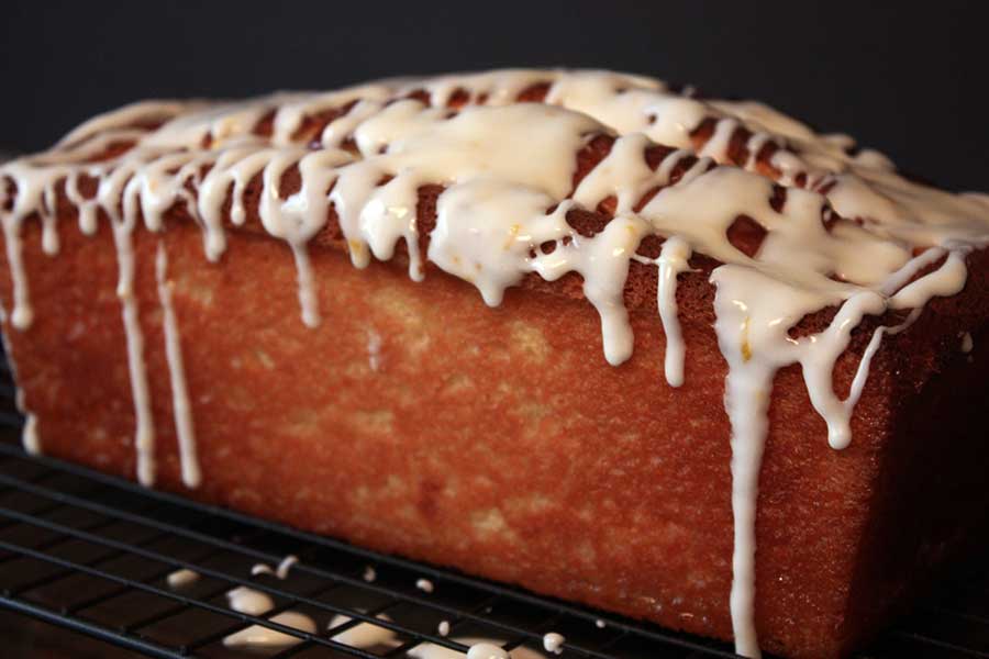 Meyer Lemon Loaf on a wire rack