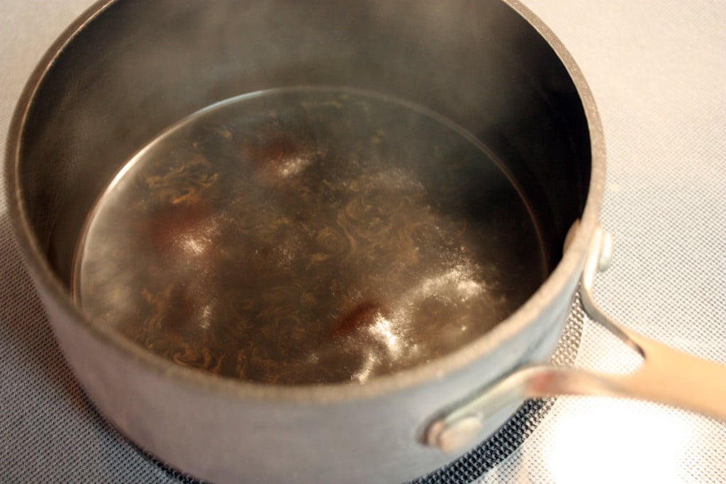 Espresso sugar reduction in a saucepan.