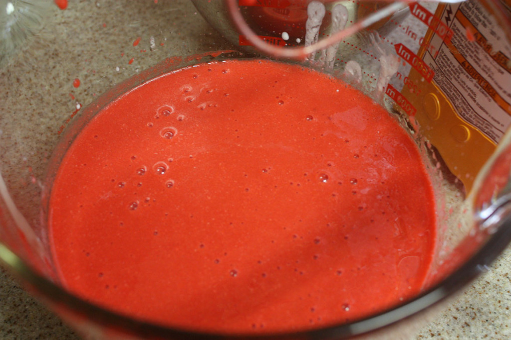 Wet ingredients in a glass bowl.