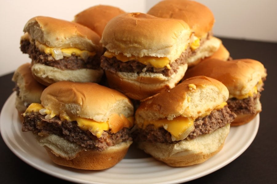 Oven Baked Sliders on a white plate.