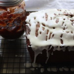 Apple butter bread on a wire rack.