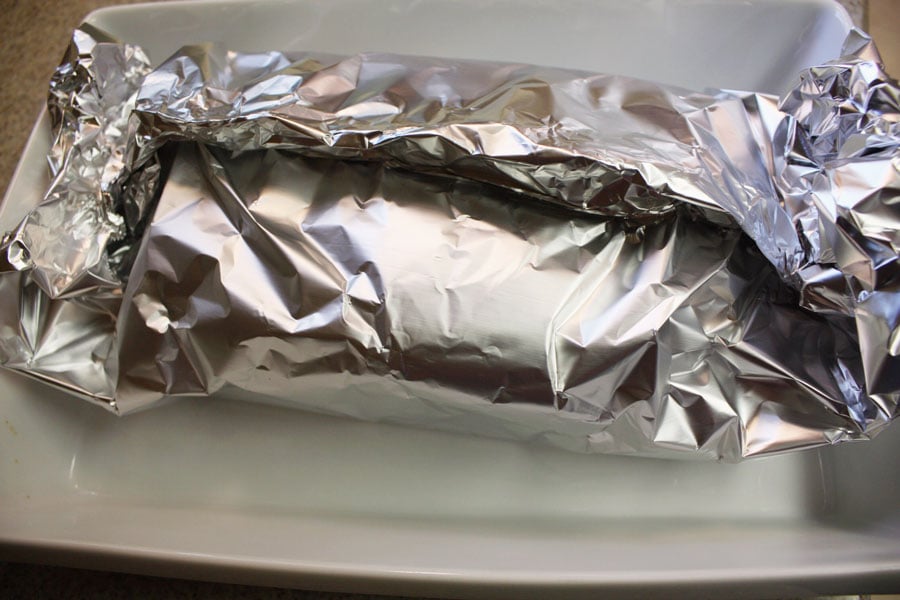 Corned Beef with Mustard Sauce - corned beef wrapped in aluminum foil