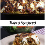 Baked Spaghetti - A family favorite meal. Creamy, cheesy spaghetti casserole! #comfortfood #recipe #easy #pasta #casserole