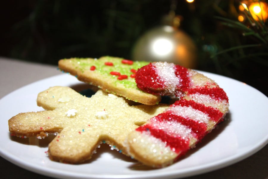 A plate of Christmas sugar cookies.