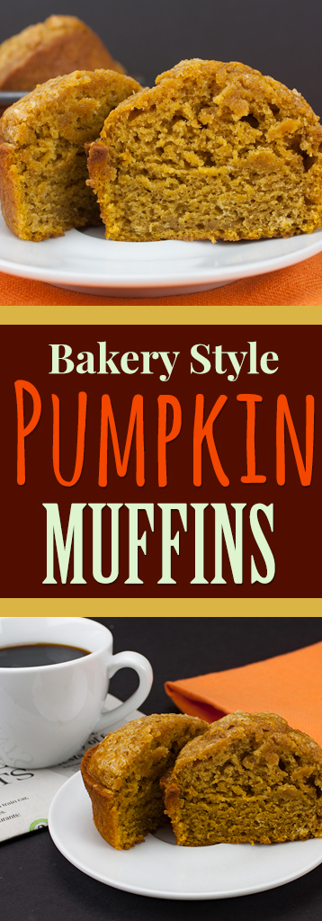 Bakery Style Pumpkin Muffins - These muffins are jumbo, gloriously full of pumpkin flavor, moist and tender. Perfection!