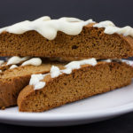 Gingerbread Biscotti on a white plate.