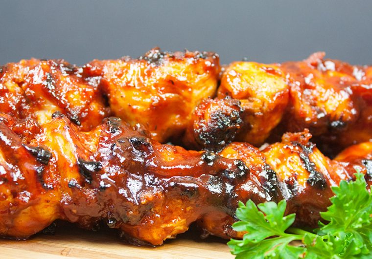 Bacon Paste BBQ Chicken Kebabs - These are not your average barbecue chicken kebabs. This is a bacon lover's dream come true!