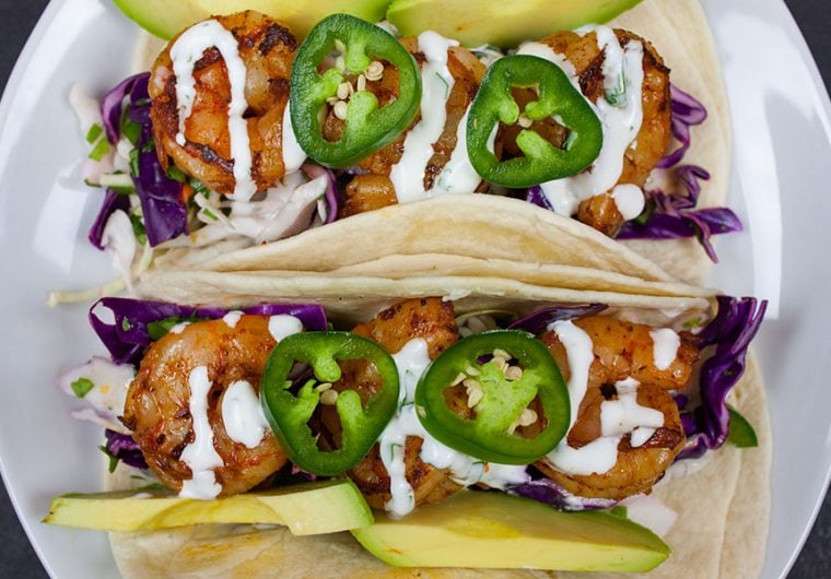 Cilantro Lime Slaw Shrimp Tacos - A tasty, quick and easy meal. Crunchy, fresh, bright, tangy and delicious! Perfect for warm weather.