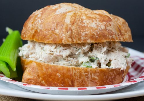 Savory Chicken Salad - Not your typical chicken salad recipe. No nuts, no fruit here! The best-tasting chicken salad!