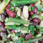 Homemade Five Bean Salad - A classic side dish that's perfect for picnics, barbecues or any meal. Fresh, slightly sweet, tangy, healthy and flavorful.