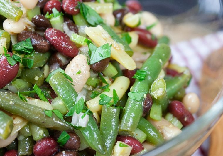 Homemade Five Bean Salad - A classic side dish that's perfect for picnics, barbecues or any meal. Fresh, slightly sweet, tangy, healthy and flavorful.
