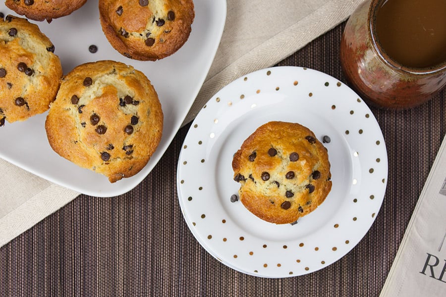 Bakery Style Chocolate Chip Muffins.