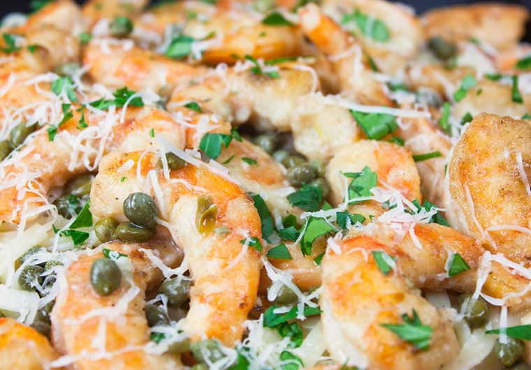 Fast & Easy Shrimp Piccata - It's on the table in under 30 minutes. Shrimp sauteed in a lemon-butter-caper sauce. It's fresh, bursting with flavor and comes together fast.