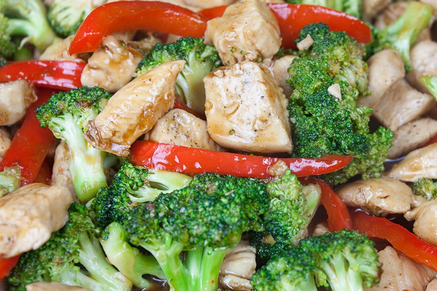 closeup of Easy Chicken and Broccoli Stir Fry 