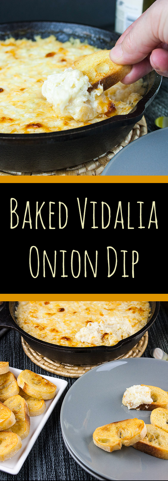 Baked Vidalia Onion Dip - Sweet Vidalia onion baked with creamy, spicy cheese and served warm with toasted bread, crackers or tortilla chips is perfect for all occasions. Even the onion haters will love this warm, cheesy dip. #recipe #gameday #appetizer #dip #holiday #holidays #partyfood