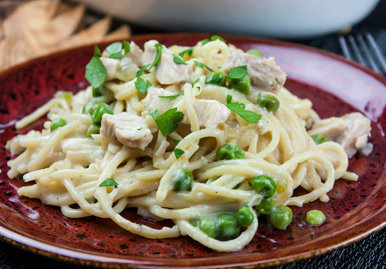 Easy Creamy Turkey Tetrazzini - From scratch, no canned soup! Use those turkey leftovers from Thanksgiving and Christmas in this easy, delicious, creamy noodle dish.