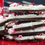 Dark Chocolate Peppermint Bark - One of the easiest holiday treats. Smooth, dark chocolate, creamy white chocolate studded with crushed candy canes!