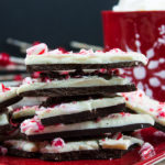 Dark chocolate peppermint bark recipe easy Christmas candy treat dessert.