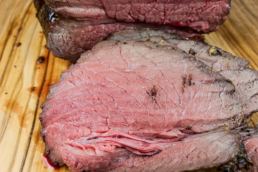 Garlic Herb Beef Top Round Roast - sliced roast