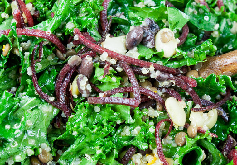 Kale and Bean Salad - An easy nutrient-rich kale and bean salad dressed with a tangy citrus vinaigrette. My version of the Long Life salad.