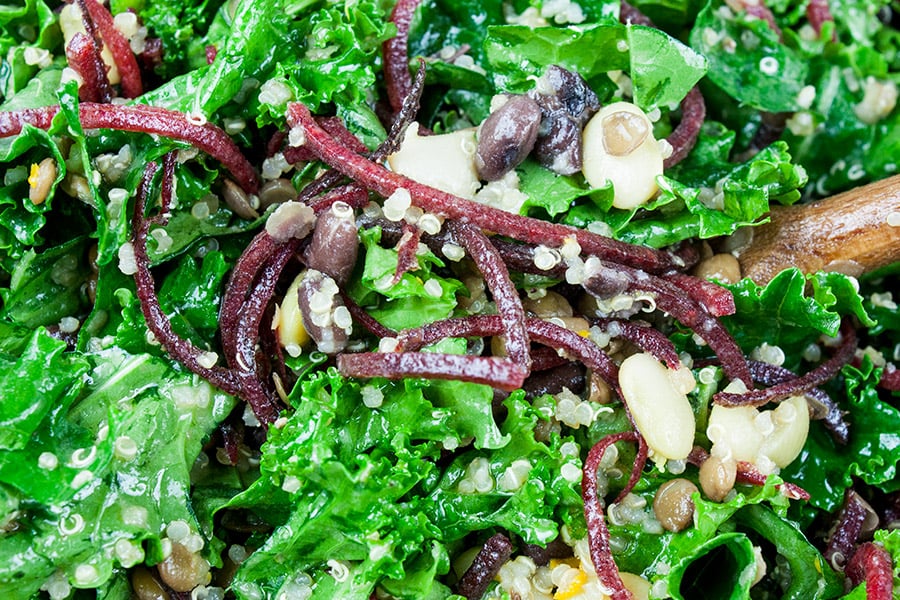Kale and Bean Salad - An easy nutrient-rich kale and bean salad dressed with a tangy citrus vinaigrette. My version of the Long Life salad.