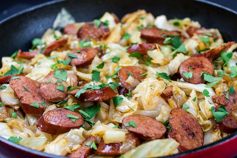 Fried Cabbage and Sausage - Don't Sweat The Recipe