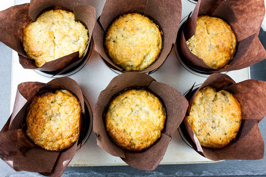 Best Ever Banana Muffins baked in brown liners