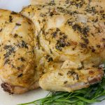 Roasted Chicken with a Dijon Cream Sauce - Melt-in-your-mouth delicious! My take on the French Poulet à la Dijonnaise. Tender roasted chicken smothered in a creamy, tangy, tarragon sauce.