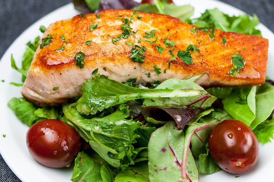 PanSeared Salmon Salad with Lemon Dijon Vinaigrette Don't Sweat The Recipe