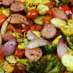 Sheet Pan Sausage and Vegetables - The epitome of healthy one pan meal! Chop, drop, toss with seasonings and bake! It could not get any easier! Also great for meal prep.