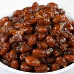 Slow Cooker Boston Baked Beans in a white ramekin.