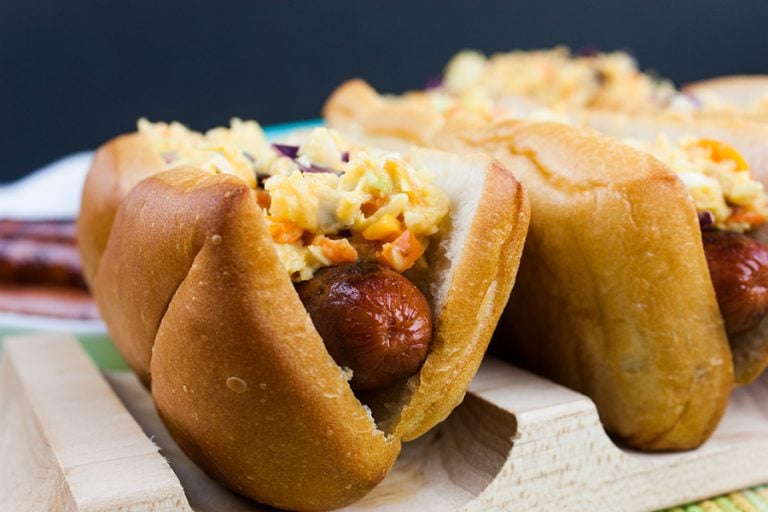 Hot Dogs With Mustard Slaw Don't Sweat The Recipe