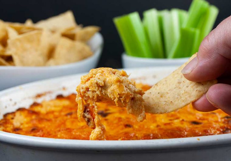 Buffalo Chicken Dip - Spice up game days, holidays, etc. with this easy to make, creamy, cheesy buffalo flavored appetizer! #appetizer #lowcarb #keto #recipe #party