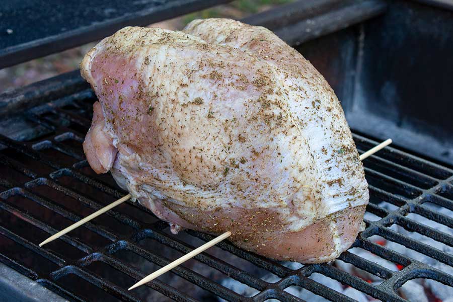 Smoked Turkey Breast - turkey breast on the grill