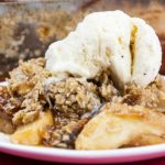 Classic Apple Crisp - Thinly sliced cinnamon-spiced apples baked to perfection and topped with a sweet crunchy oat crumble. Easy to make and a no-fuss way to apple pie flavors.