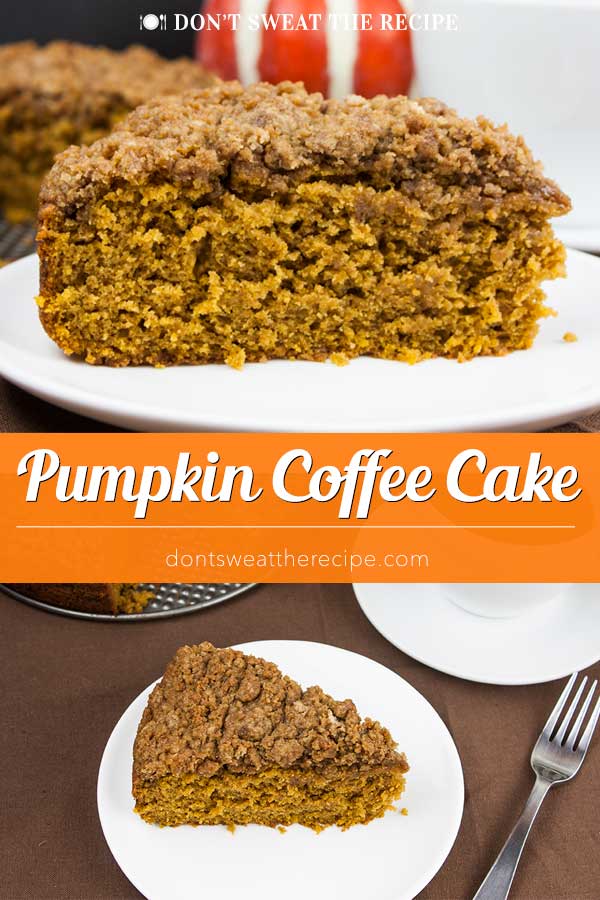 Pumpkin Coffee Cake - Pour a cup of coffee and take a break with a piece of this incredibly moist, flavorful pumpkin coffee cake loaded with a crumb topping. This is a fall baking must! #fall #christmas #thanksgiving #recipe #pumpkin #cake