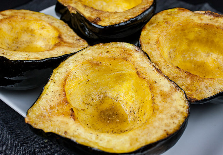 Roasted Acorn Squash Halves - Perfect fall/winter side dish! Buttery sweet and nutty acorn squash recipe that's simple and easy to prepare.