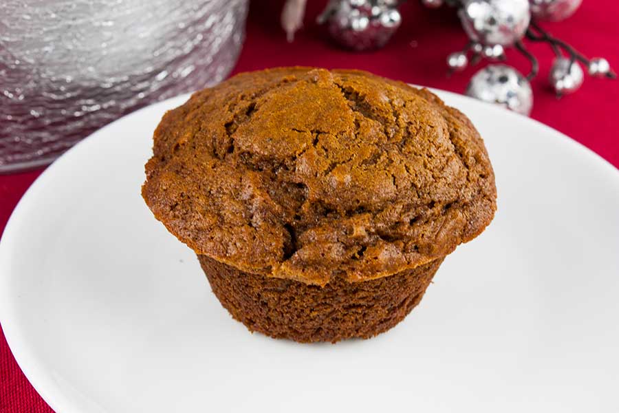 Gingerbread Muffin on a white plate.