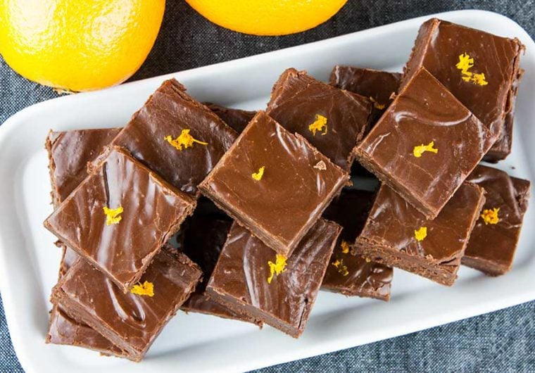 Chocolate Orange Fudge - Perfect holiday treat recipe. Thick, creamy, dark chocolate kissed with the zest of an orange.