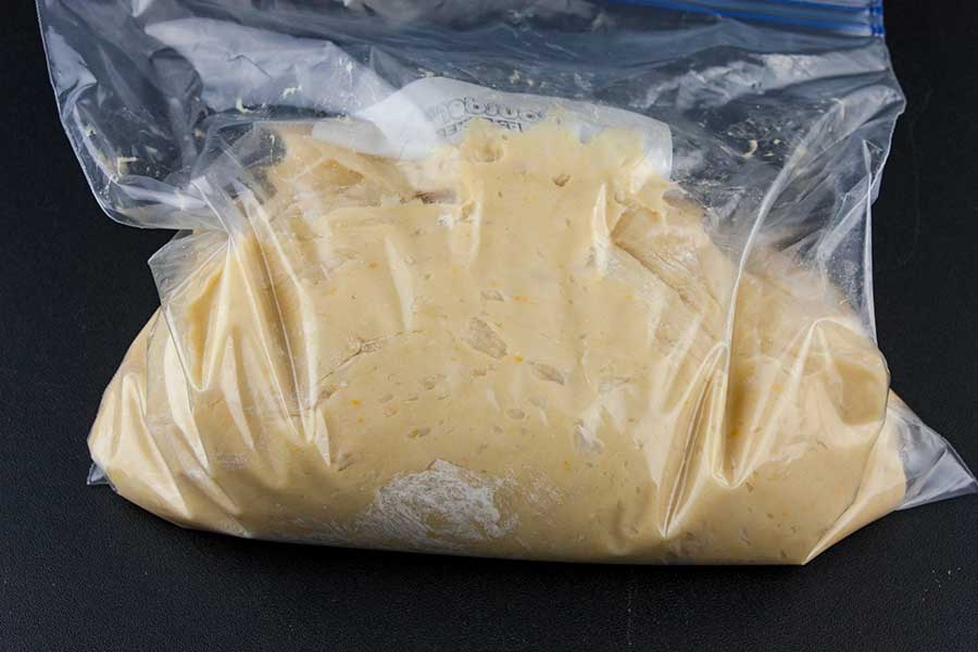 The panettone dough placed in a resealable bag.