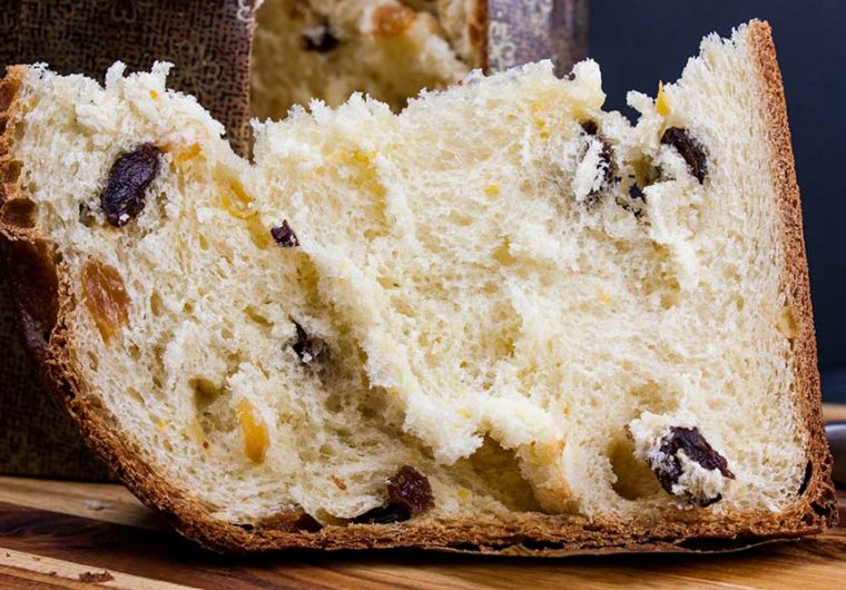 Panettone Recipe - A sweet Italian bread, traditionally enjoyed during Christmas. Rich, buttery bread, light in texture and studded with a mixture of dried fruit.