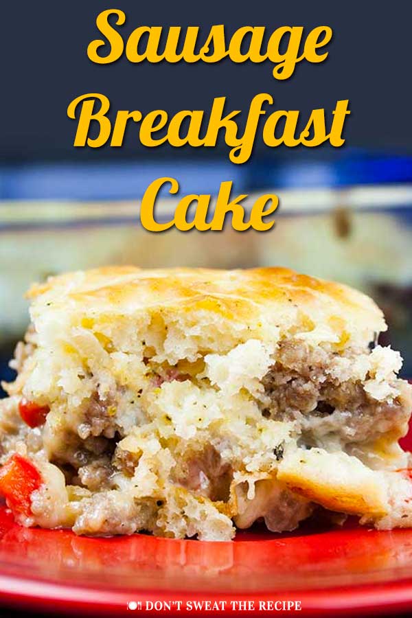 Sausage Breakfast Cake Recipe - Light, fluffy and yet warm and cheesy. All the flavors of a savory breakfast in one easy cake! #breakfast #cake #recipe #easy #comfortfood #sausage