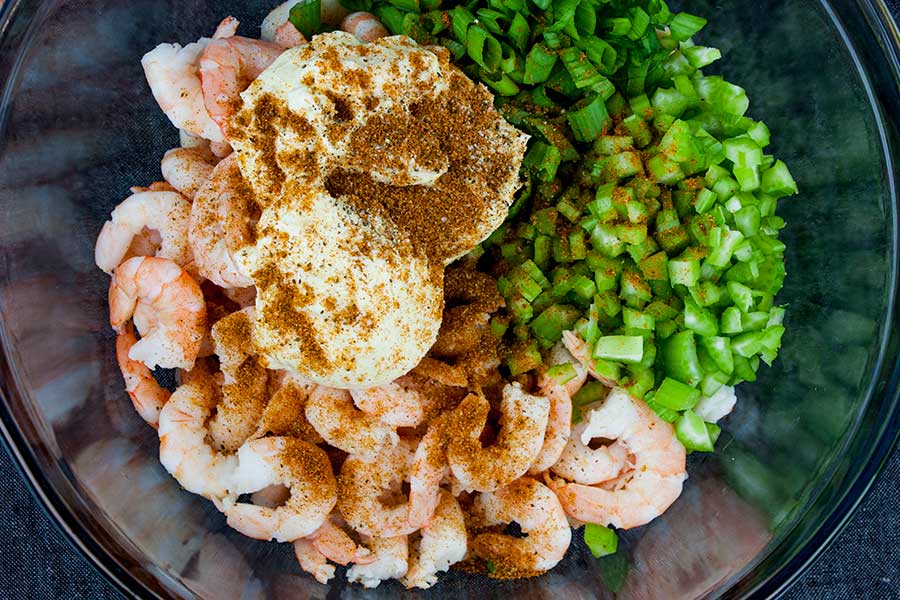 Ingredients in a large glass mixing bowl.